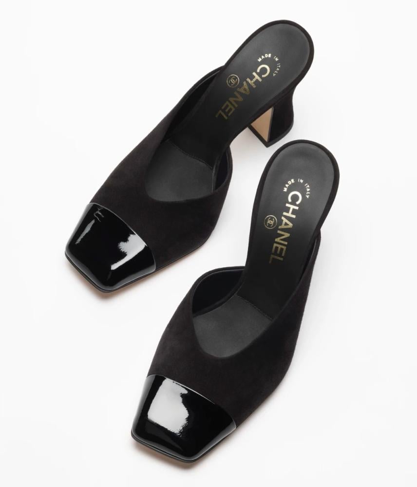chanel suede mules