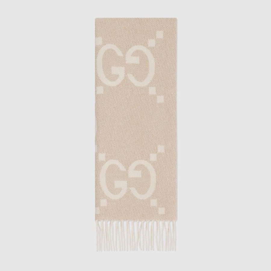 GuShal6 Logo-jacquard wool and silk-blend scarf