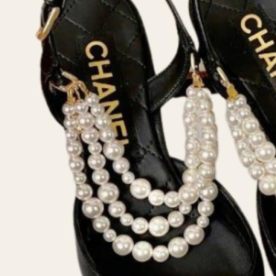 chanel SlingBack With Pearl strap