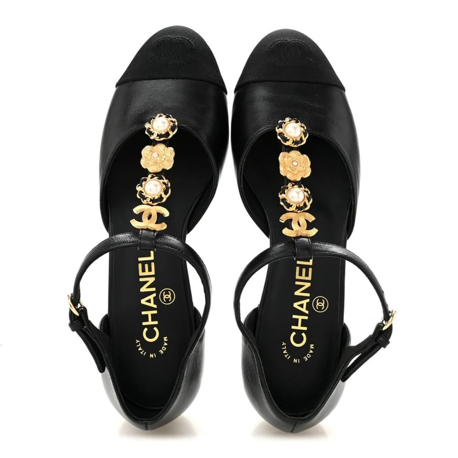 chanel T-strap mary janes flat