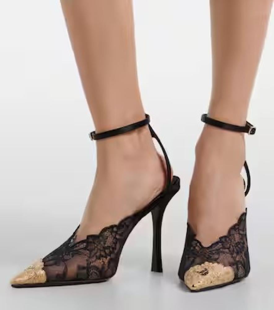 jimmy choo Faiz lace metal-toe pumps