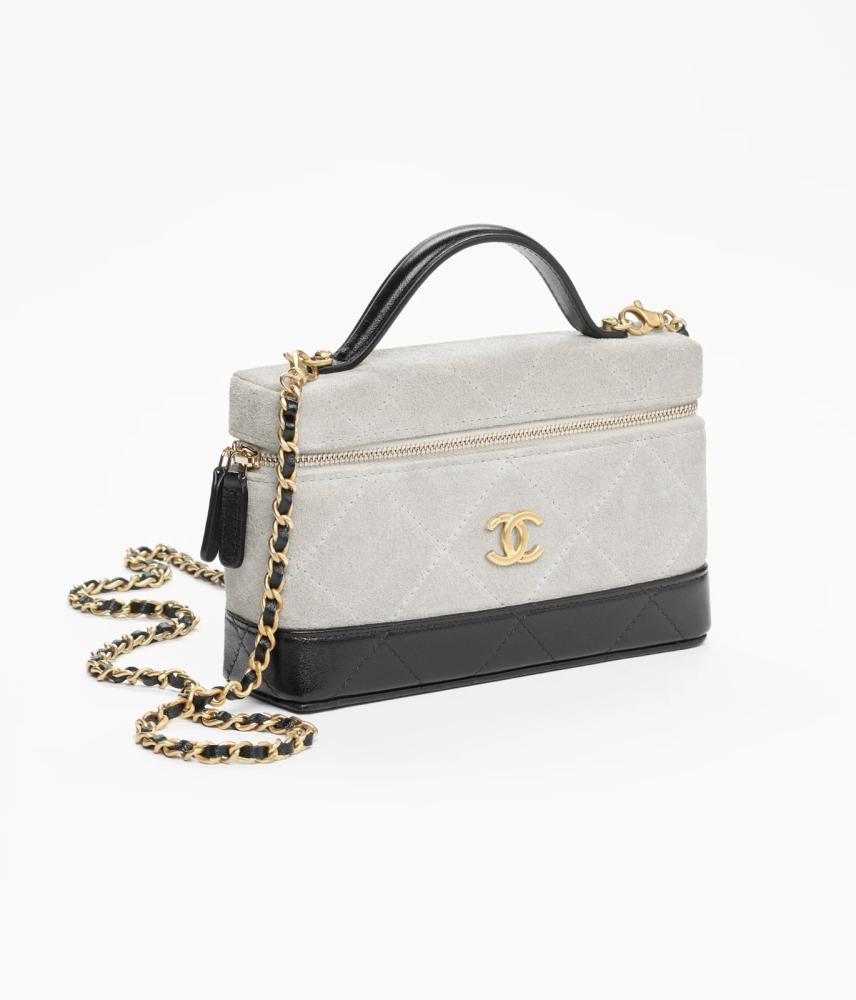 Chanel Quilted suede Top Handle Vanity chain