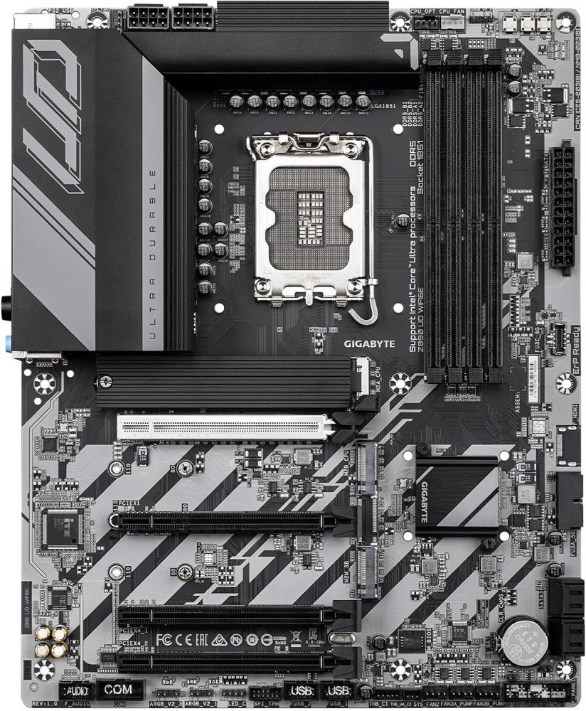 GIGABYTE Z890 UD WIFI6E Intel Core Ultra (Series 2) LGA 1851 Motherboard, ATX, DDR5, 3X M.2, PCIe 5.0, Front USB Type-C, WIFI6E, 2.5GbE LAN, EZ-Latch
