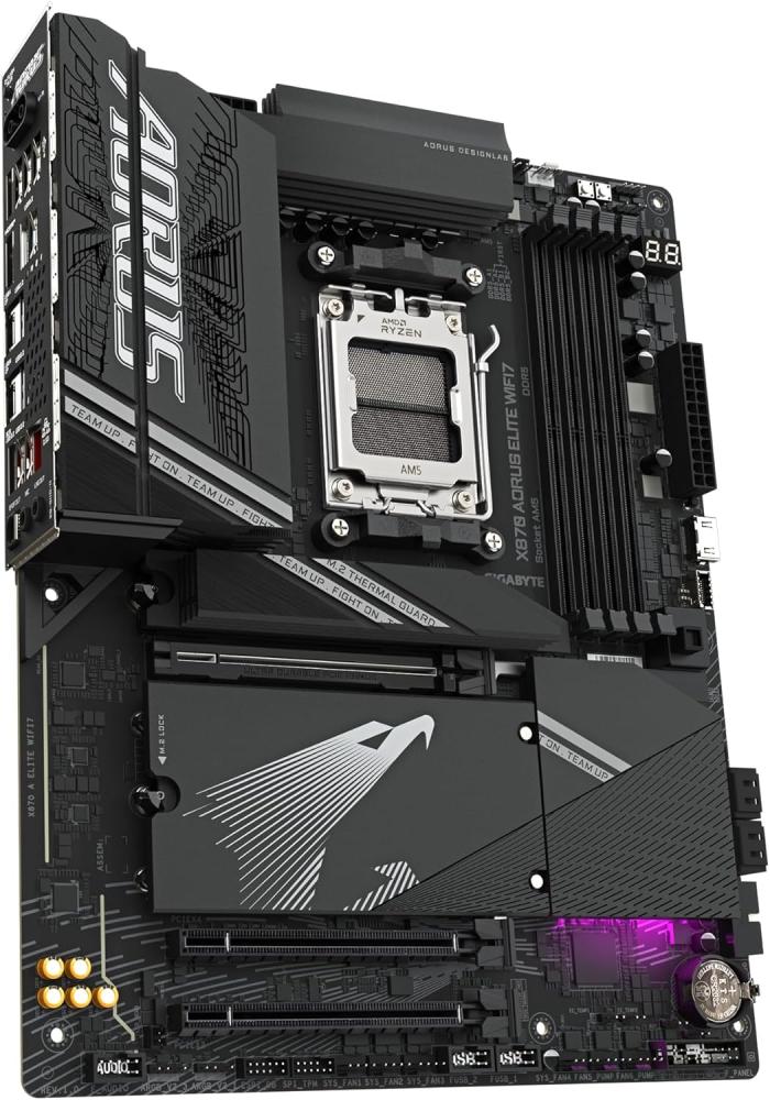 GIGABYTE X870 A Elite WIFI7 Motherboard - Supports AMD Ryzen 9000 CPUs, 16+2+2 Phase VRM, up to 8000MHz DDR5 (OC), 3xPCIe 5.0, Wi-Fi 7, 2.5GbE LAN, USB 4