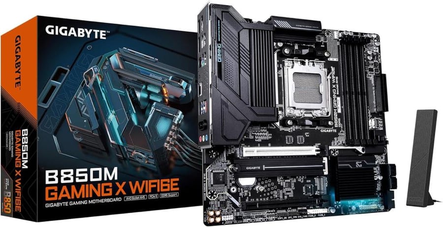 GIGABYTE B850M Gaming X WIFI6E AMD AM5 LGA 1718 Motherboard, mATX, DDR5, 2X M.2, PCIe 5.0, USB-C, WIFI6E, 2.5GbE LAN, EZ-Latch