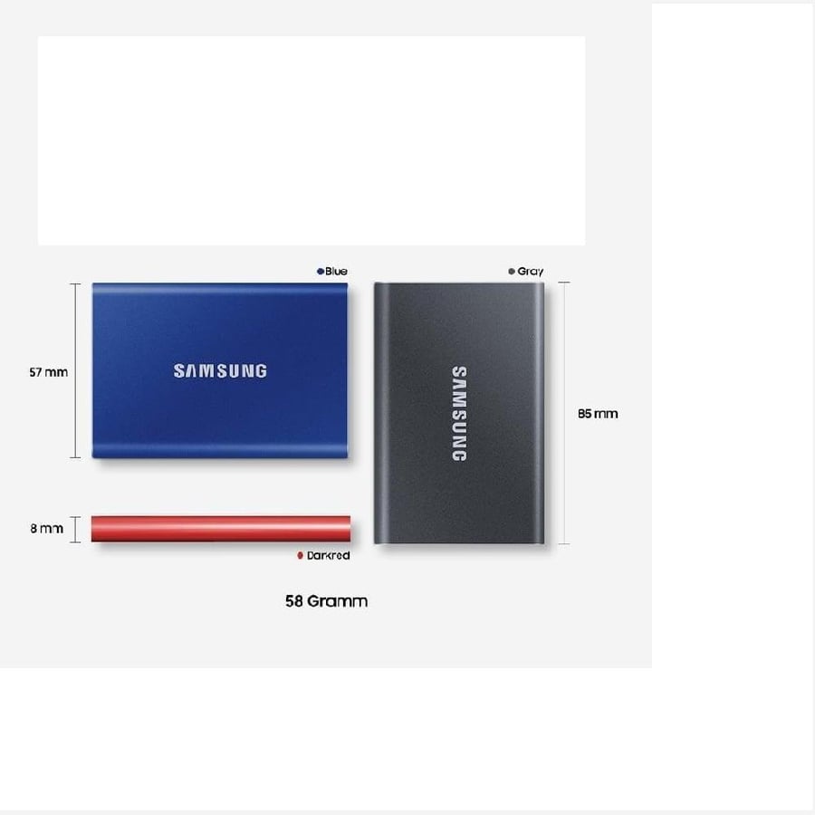 وسيط تخزين خارجي سامسونج  SAMSUNG T7 4TB, Portable SSD, up to 1050MB/s, USB 3.2 Gen2