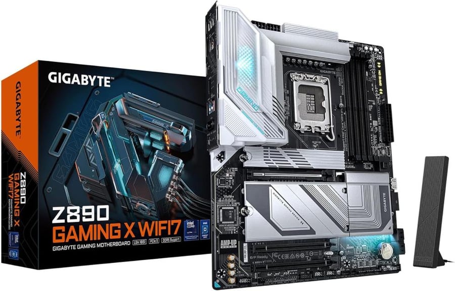 GIGABYTE Z890 Gaming X WIFI7 Intel Core Ultra (Series 2) LGA 1851 Motherboard, ATX, DDR5, 4X M.2, PCIe 5.0, USB4, WIFI7, 2.5GbE LAN, EZ-Latch