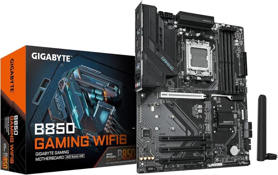 GIGABYTE B850 Gaming WIFI6 AM5 ATX Motherboards, AMD B850 Chipset, 4x DDR5 DIMM Slots, Up to 256GB Max Memory, 1x PCIe x16, 3x M.2 Slots, Wi-Fi 6 & BT 5.3 Connectivity | B850-GAMING-WF6