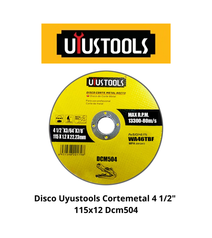 حجر وقرص قص حديد ومعادن نحيف UYUSTOOLS 4.5 بوصة مقاس 115x1.2x22.23mm — DCM504