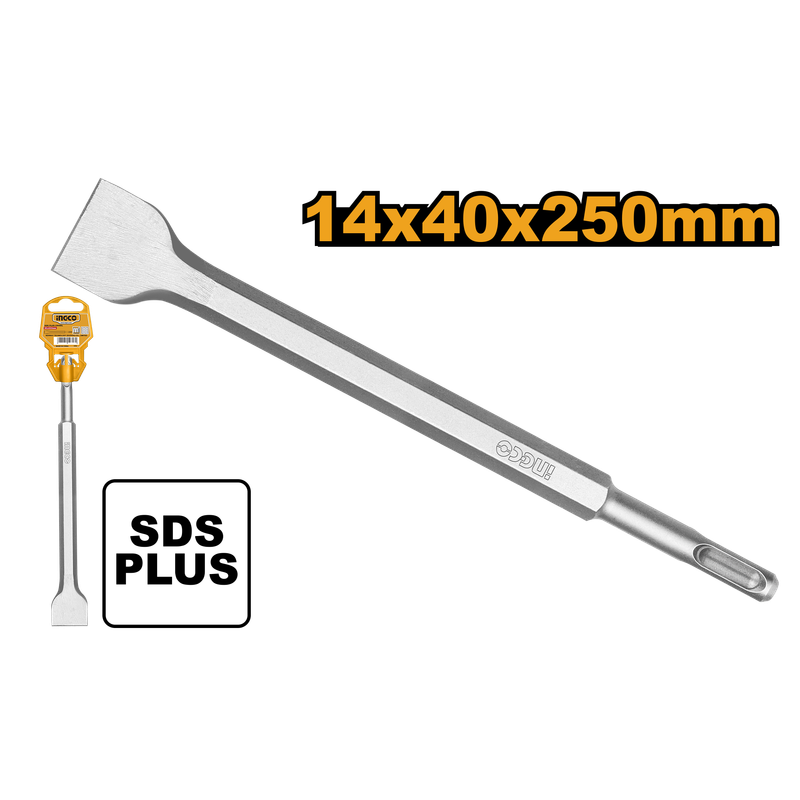 إزميل تكسير وقشر خرسانة مسطح عريض جداً SDS Plus إنكو INGCO مقاس 14x250x40mm — DBC0122502