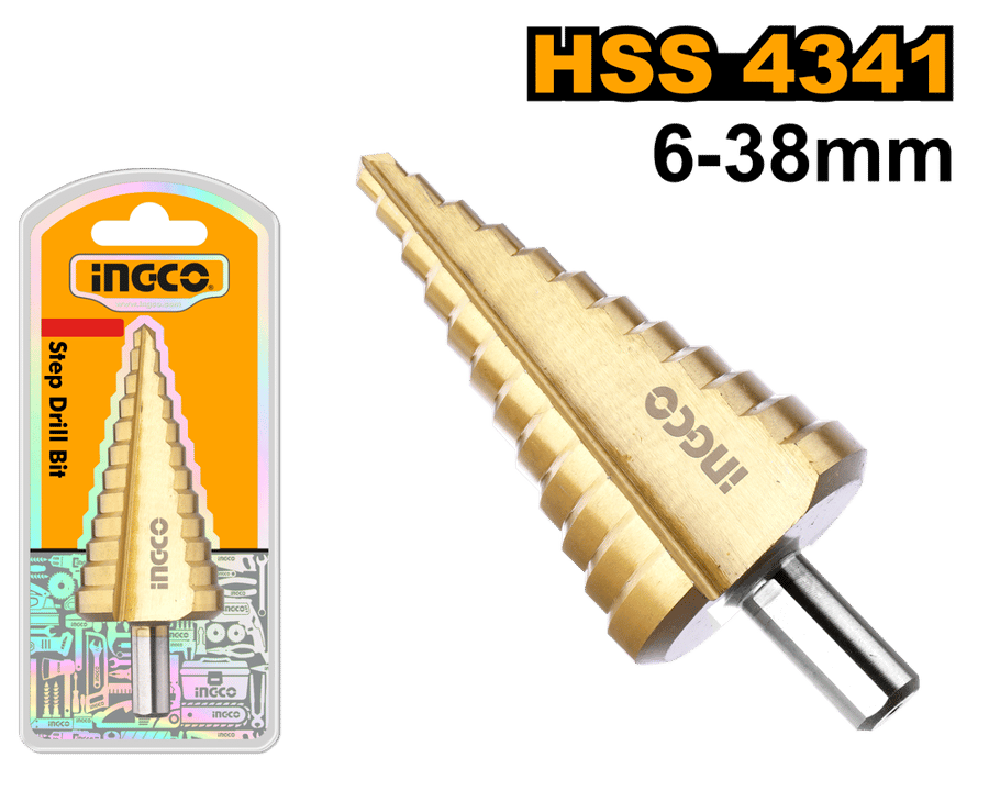 ريشة ثقب وحفر مدرجة مخروطية HSS تيتانيوم إنكو INGCO 6-38 ملم — AKSDS63803