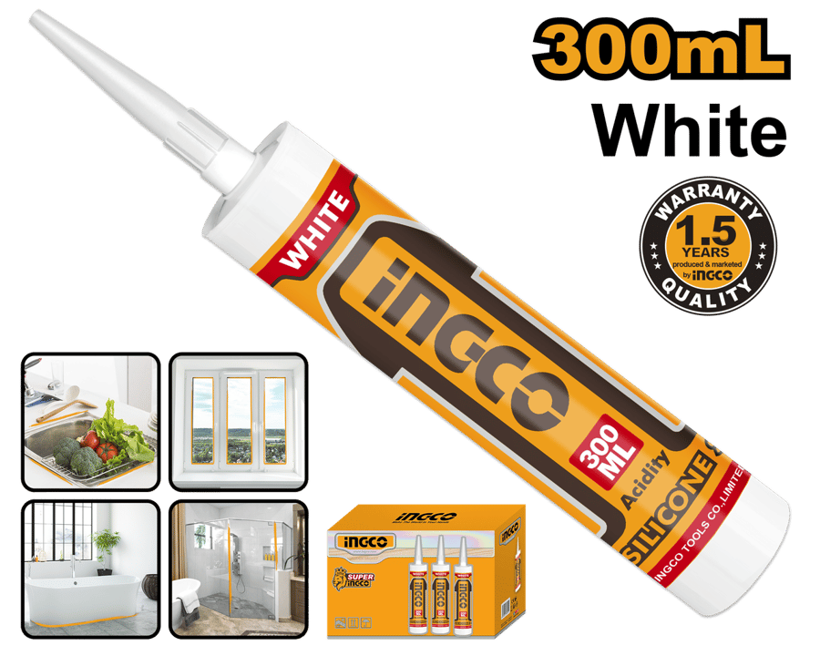 سيليكون عازل مانع تسرب أسيتي أبيض إنكو INGCO 300ml — HASS01