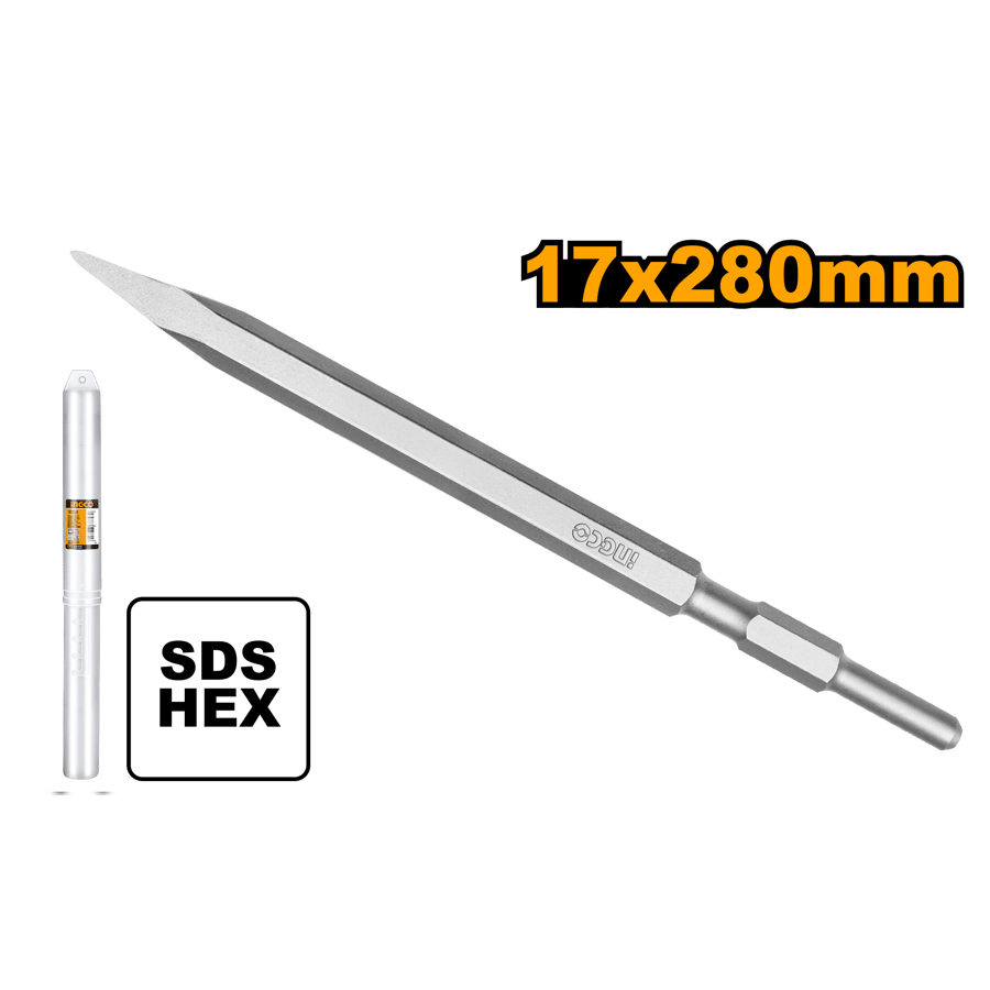 إزميل تكسير خرسانة مدبب الرأس سداسي SDS Hex إنكو INGCO مقاس 17x280mm — DBC0512801