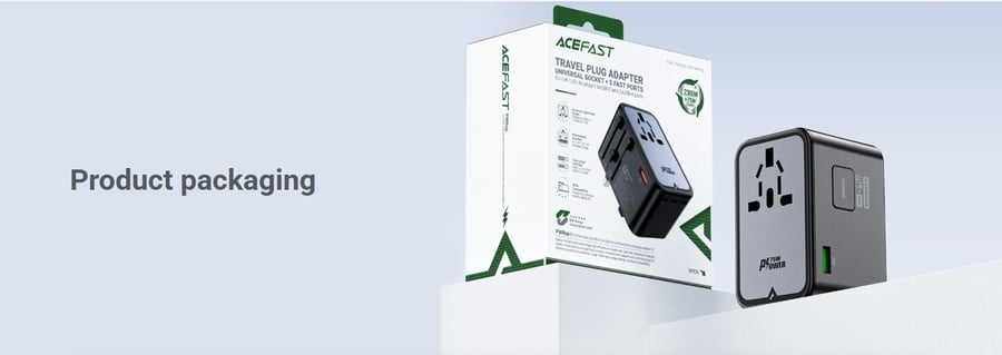 محول شحن وسفر عالمي ايس فاست (ACEFAST Z1 PD75W GaN) 5 منافذ + مقبس 2300W