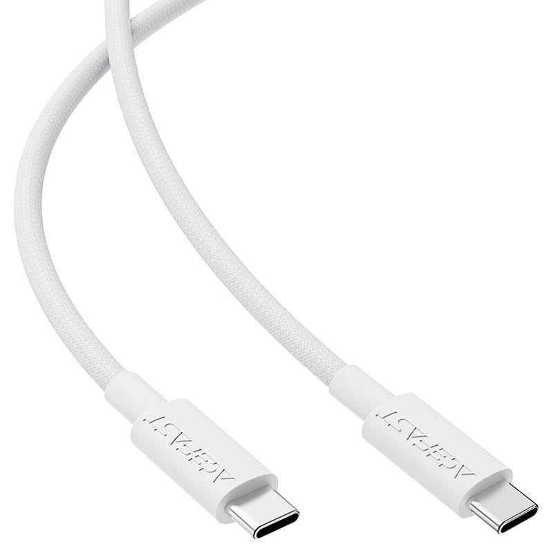 كيبل شحن Type-C إلى Type-C ايس فاست (ACEFAST C18-03) أبيض نايلون شحن سريع 60W