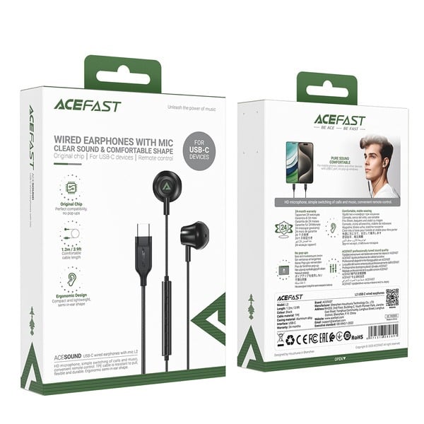 سماعات سلكية USB-C Acefast (L2) بميكروفون وصوت نقي