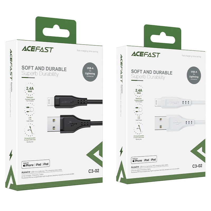 كيبل شحن USB-A إلى Lightning ايسفاست (ACEFAST C3-02) معتمد MFI 2.4A