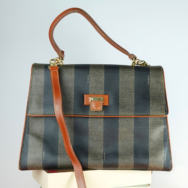 Vintage Fendi Pequin Top Handle Bag