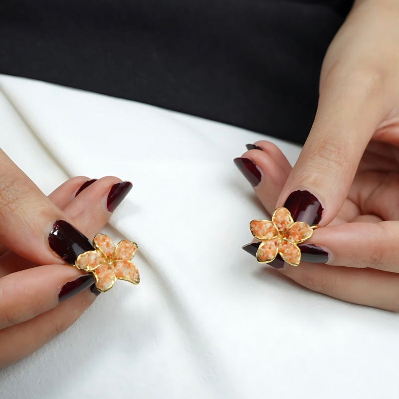 Coral Floral Vintage Earrings