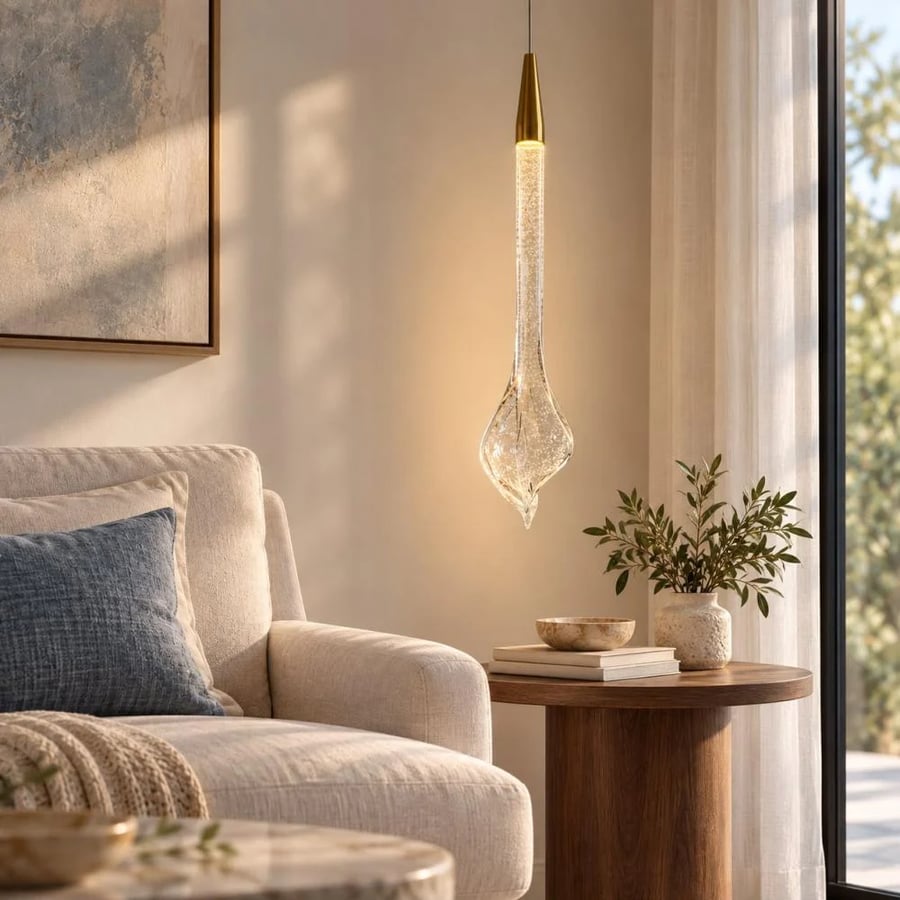 علاقي سقف زجاجي منقط بفقاعات متوهجة وإضاءة ليد دافئة لراحة العين