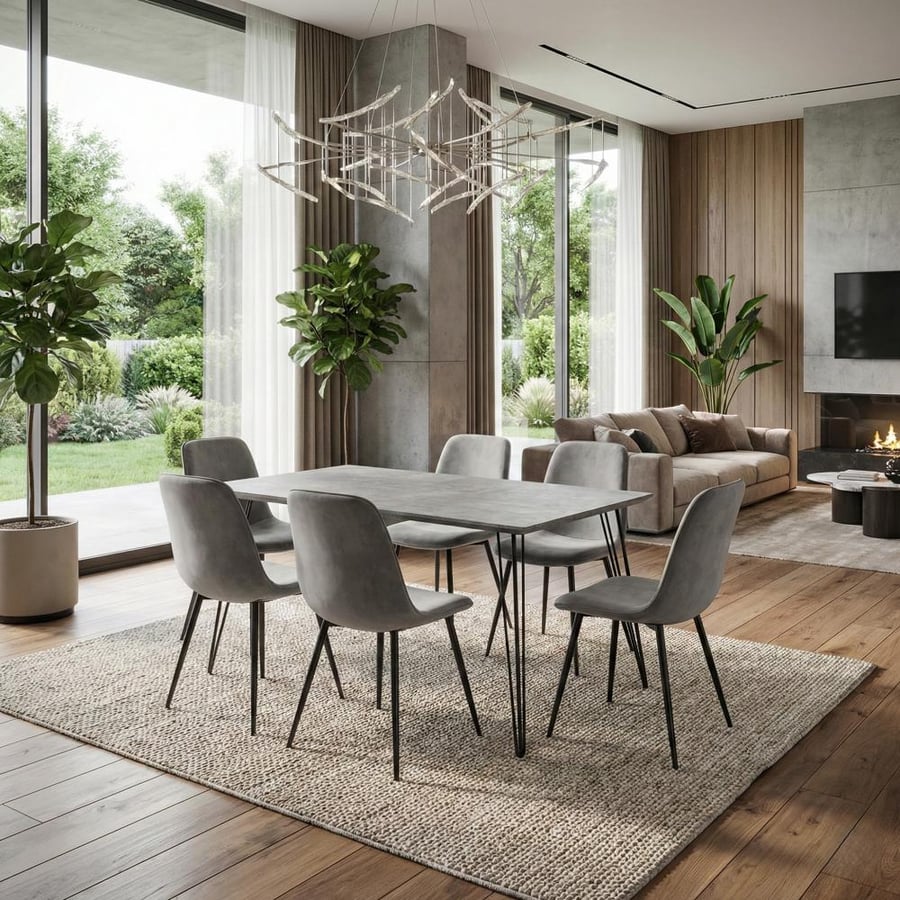 Wooden dining table set (1+6) with modern and elegant design