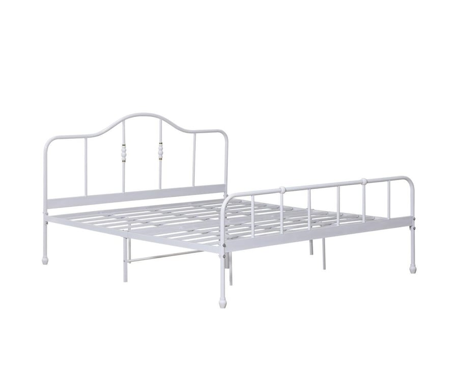 Iron bed with classic design - white