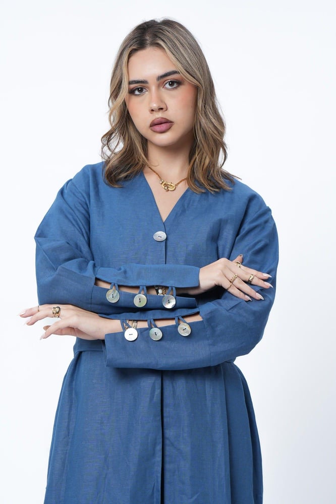 Sulaya belt abaya blue