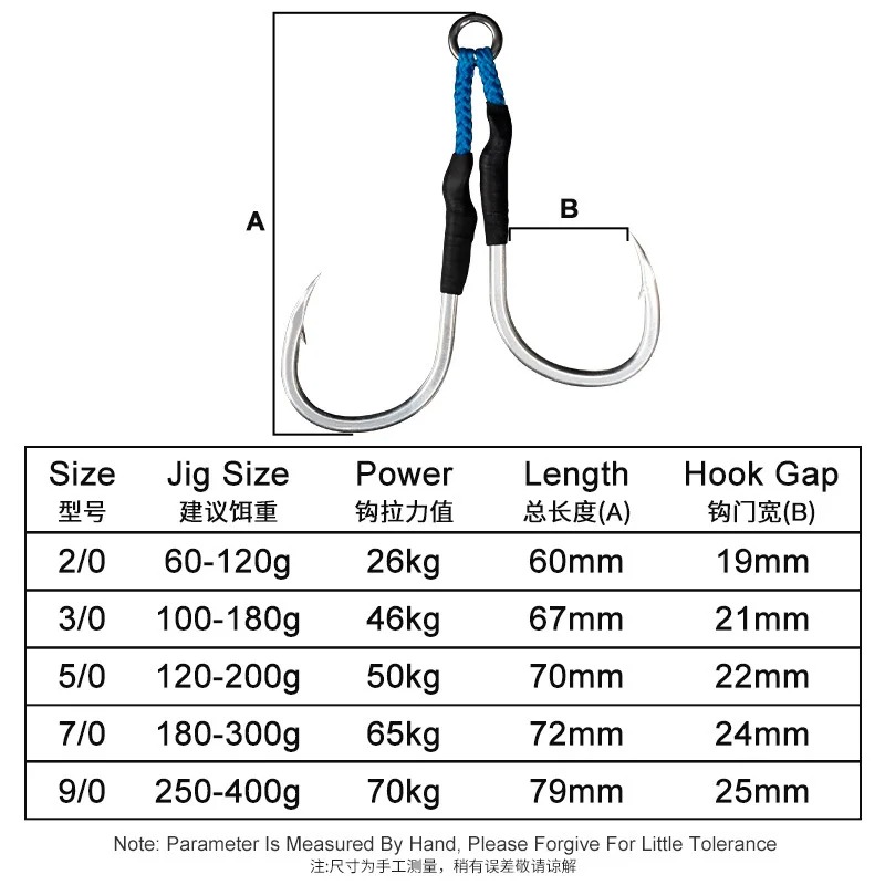 Double Assist Barbed Hook High Carbon Steel Slow Jigging Hooks أسست هوك عدة مقاسات