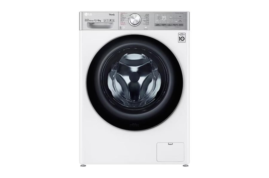 غسالة ومجفف إل جي أوتوماتيكية بالكامل WSN1508WHT – 15 كجم غسيل / 8 كجم تجفيف – تعبئة أمامية – أبيض – Inverter Direct Drive™