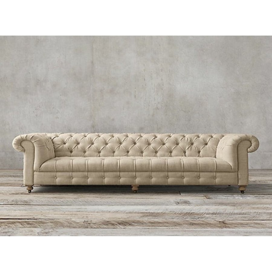 Three-seater sofa, Swedish wood and linen - beige