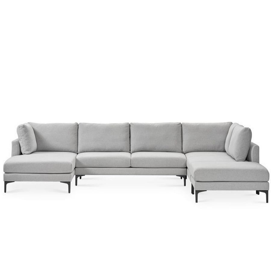 Corner sofa made of Swedish wood, Thai MDF, and linen - Grey