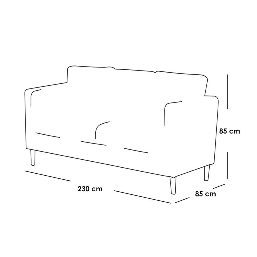 Three-seater Swedish and linen sofa - beige