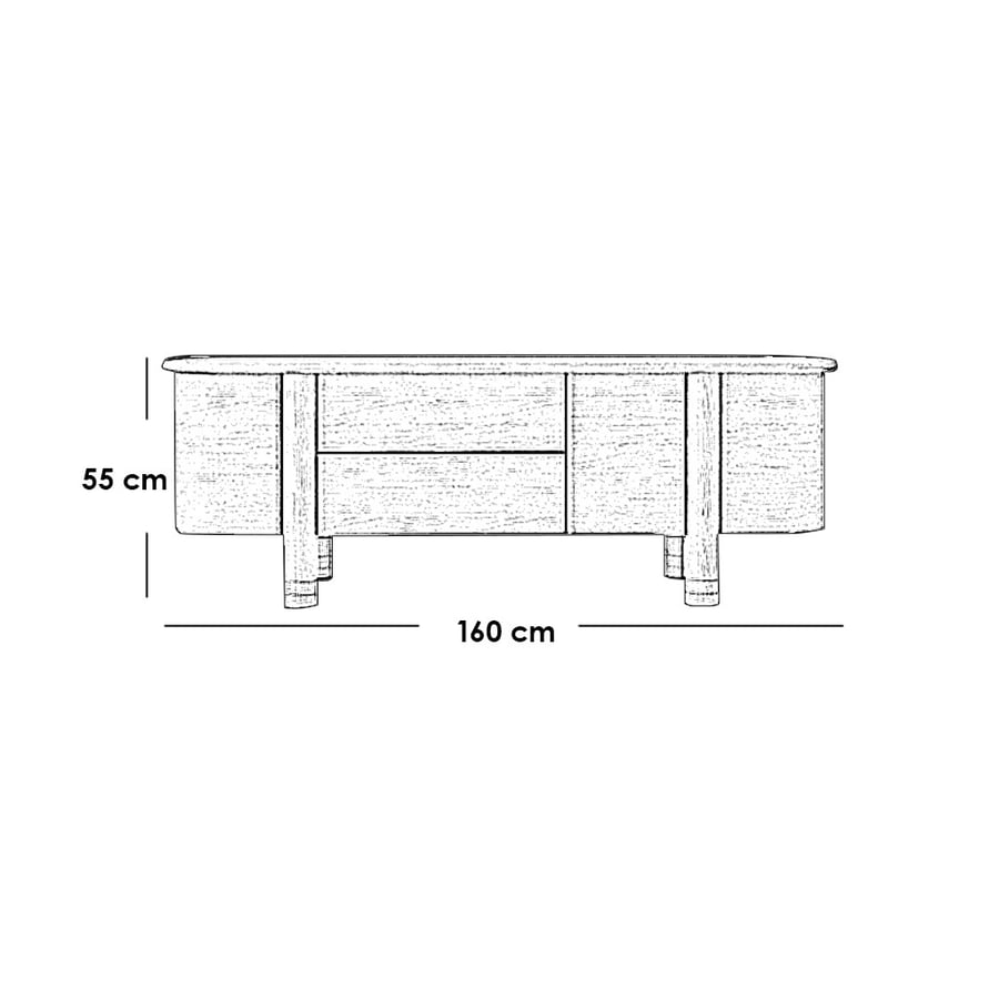 Wooden and brown TV stand - 55×40×160 cm