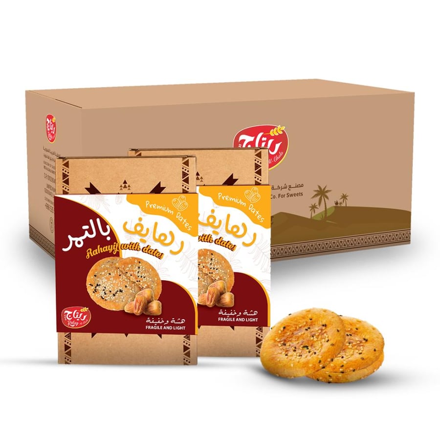 رهايف التمر– كرتون 6 عبوات | تشكيلة فاخرة من المعمول (400 جم × 6)