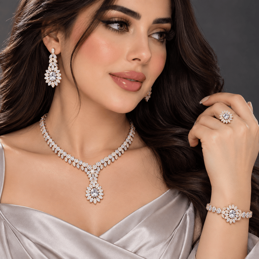 طقم زركون فاخر لونين