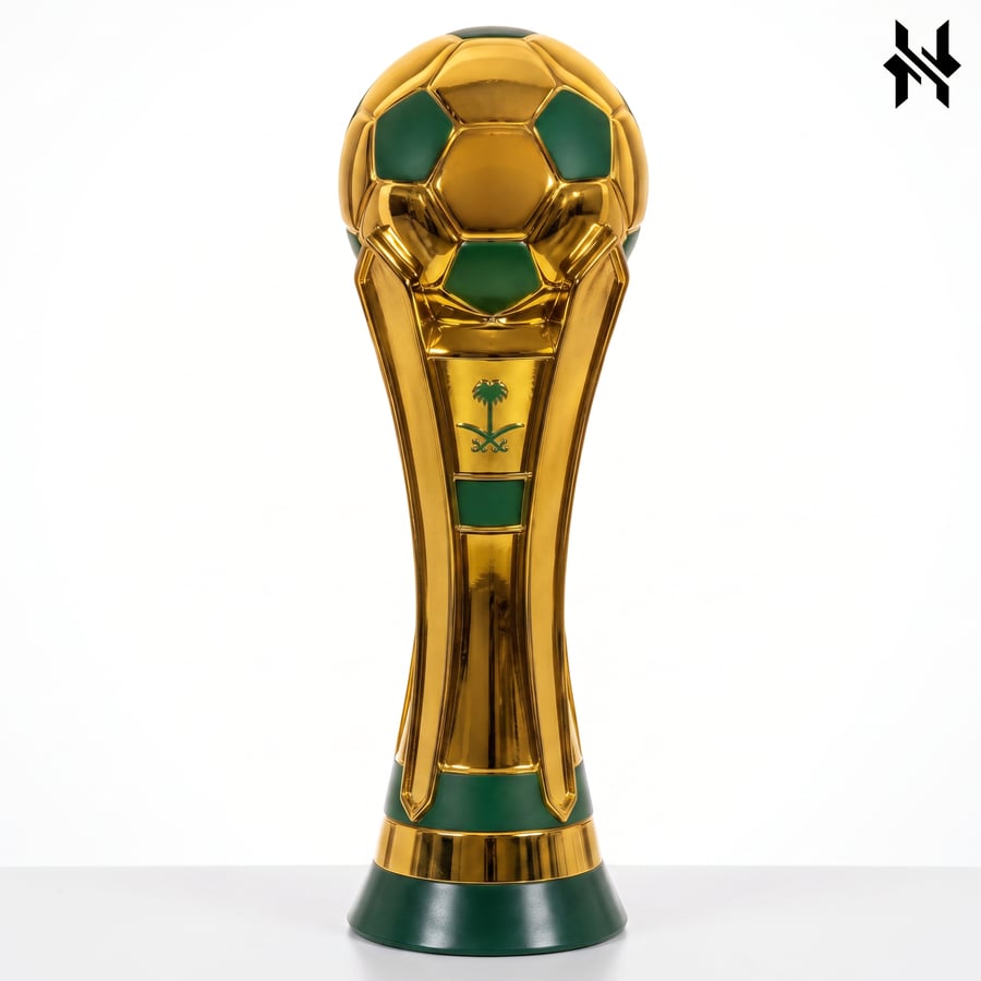 مجسم كأس الملك السعودي الجديد 54 سم باللون الذهبي والأخضر