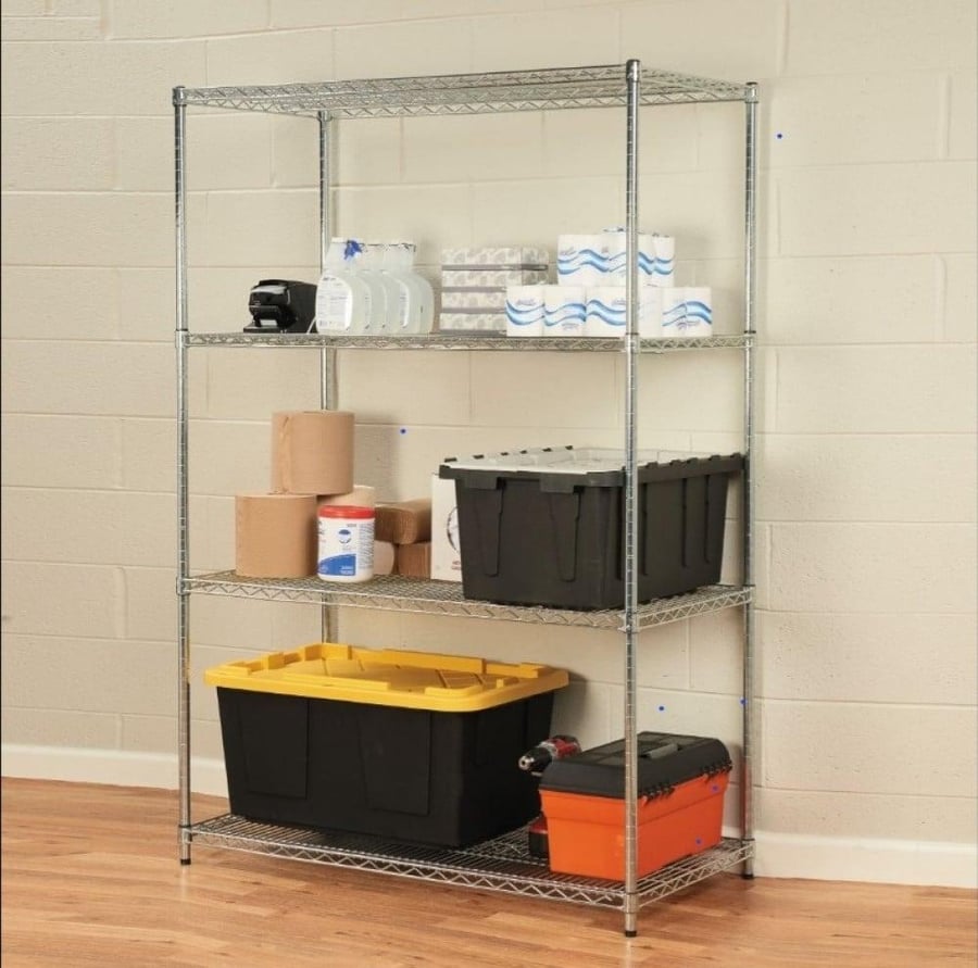 Flat chrome shelves 200x45x180 cm