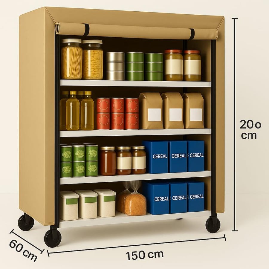 دولاب ابيض _واسود_ملبس  مع عجلات متحرك 60×1.50200