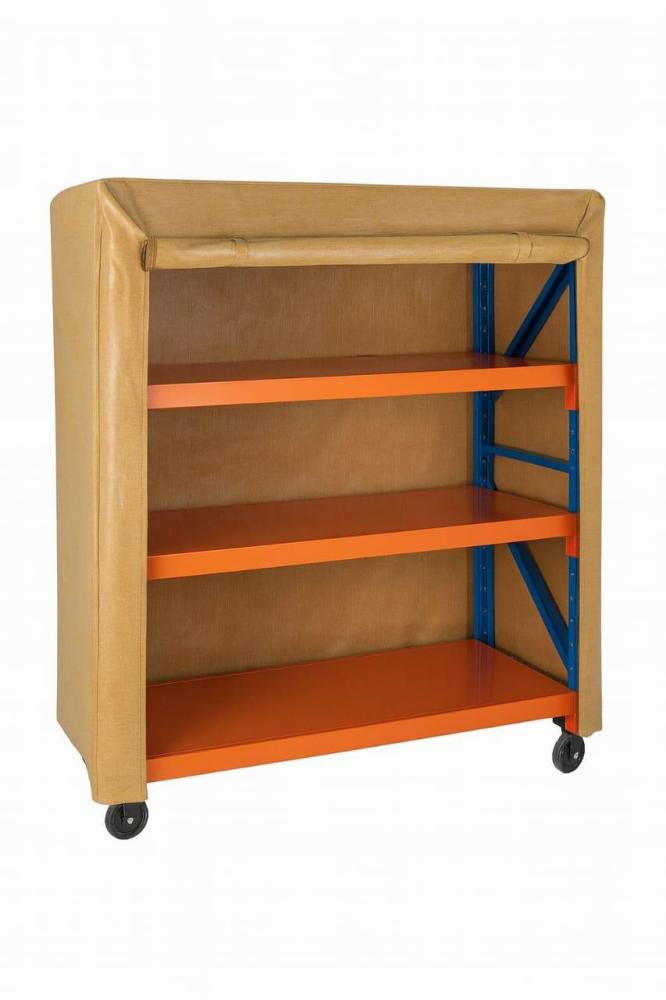 دولاب أزرق _برتقالي _ملبس مع عجلات متحرك 60×1.50×200