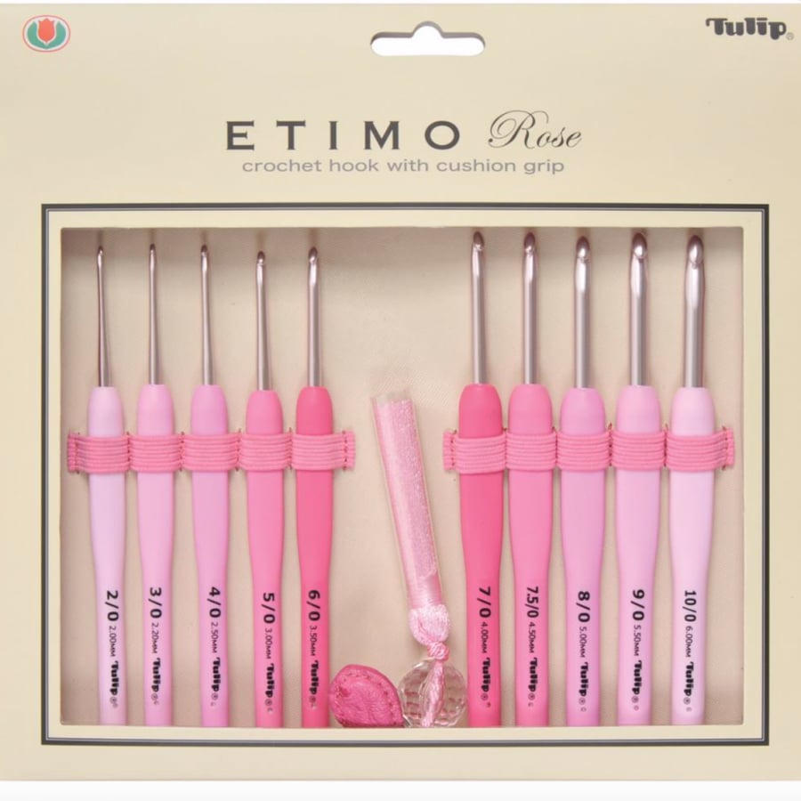 طقم سنارات توليب اتيمو روز TULIP ETIMO Rose Crochet Hook with Cushion Grip Set
