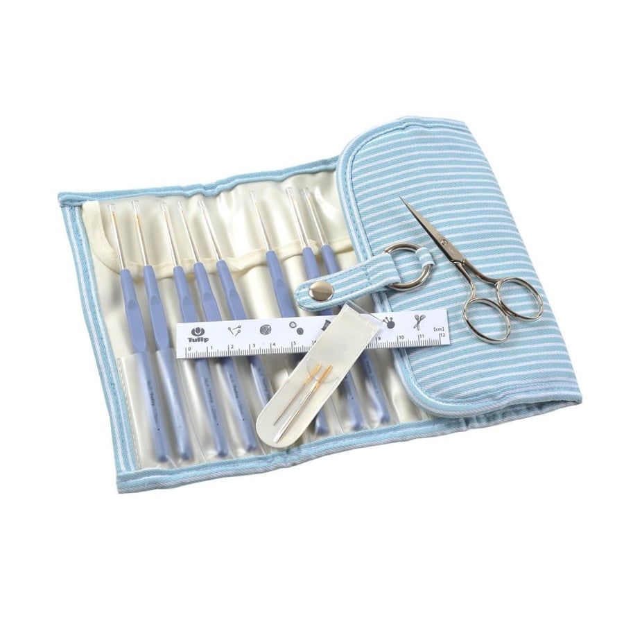 طقم سنارات توليب رويال (مقاسات صغيرة ) ETIMO Steel Crochet Hook with Cushion Grip Set Royal Silver