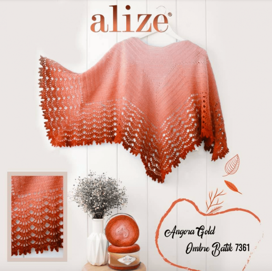 اليزا انجورا قولد اومبري باتيك موهير Angora Gold Ombre Batik 7243