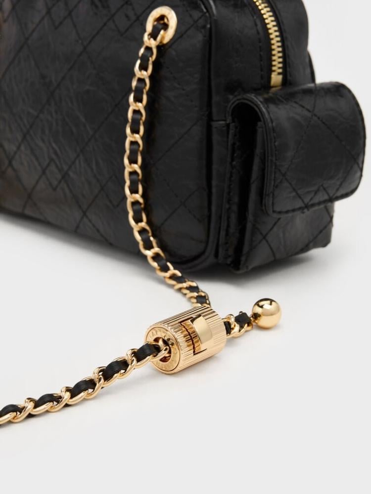 Crosbody bag double lining Charles and Keith - Black