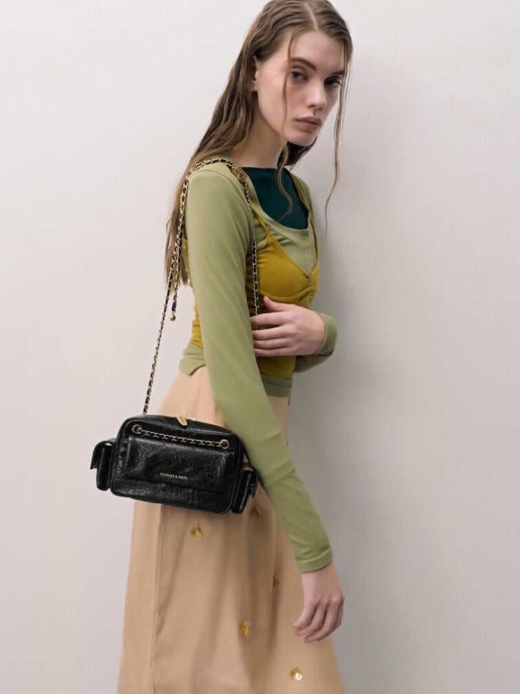 Crosbody bag double lining Charles and Keith - Black