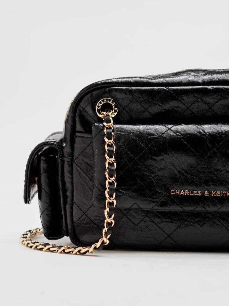 Crosbody bag double lining Charles and Keith - Black