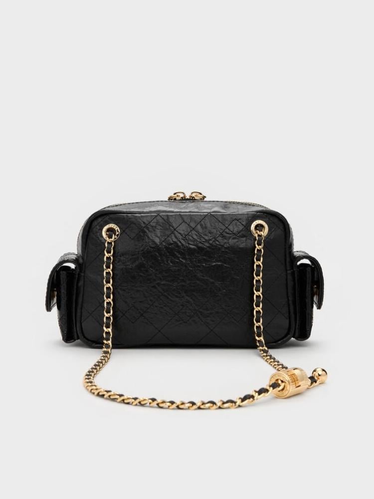 Crosbody bag double lining Charles and Keith - Black