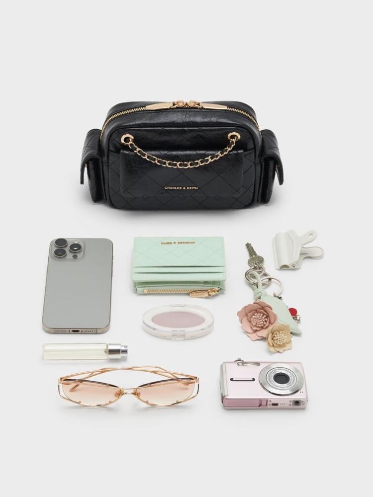 Crosbody bag double lining Charles and Keith - Black