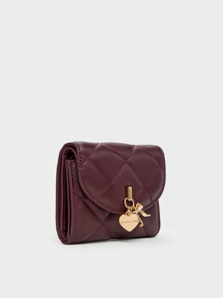 Arti wallet padded with heart decoration and ribbon – Burgundy