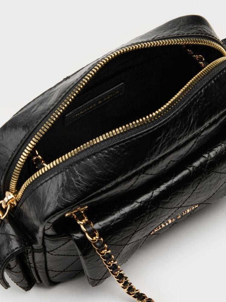 Crosbody bag double lining Charles and Keith - Black