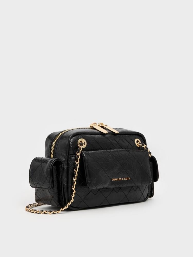 Crosbody bag double lining Charles and Keith - Black